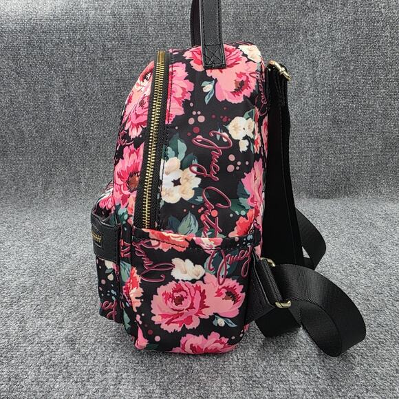 Juicy Couture Backpack Womens Mini Black Floral Rose Print Casual Daypack Zip - Picture 5 of 14